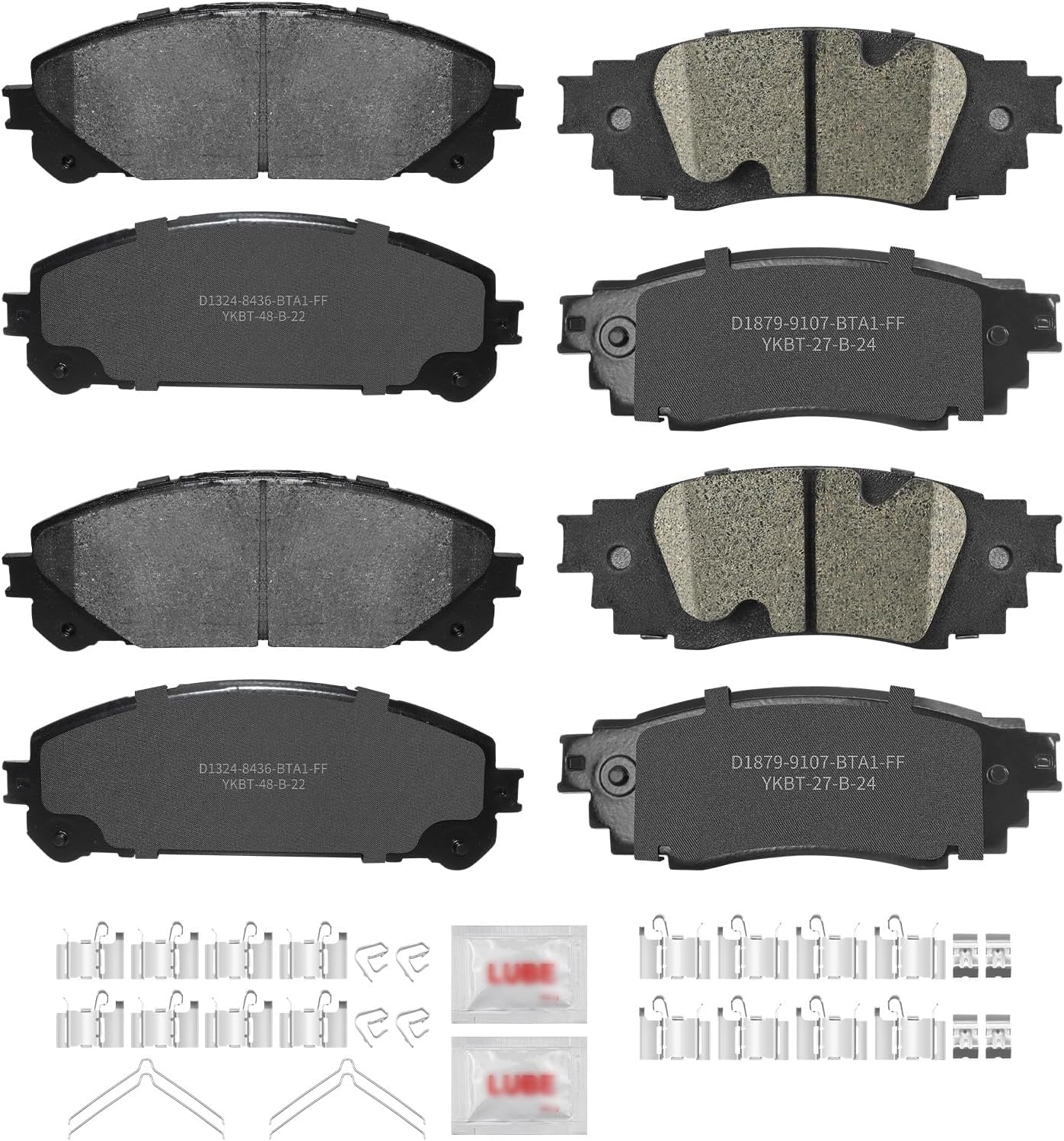 Front and Rear Disc Brake Pads Set Ceramic w/Hardware Replacement for Lexus Rx350L/Rx450Hl 2018-2022, Rx450H 2016 2017 2018 2019 2020 2021 2022, Rx350 2019 2021-2022