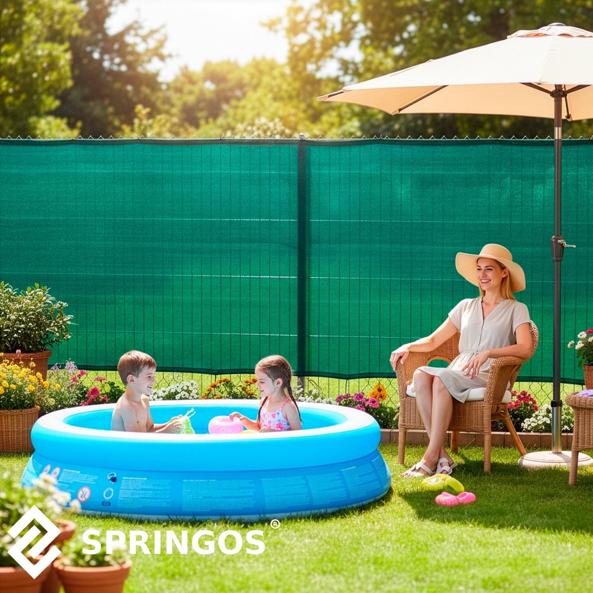 SPRINGOS Filet d'ombrage pour clôture Filet d'ombrage 1,2 x 50 m y Compris 200 Attaches-câbles 140 g/m