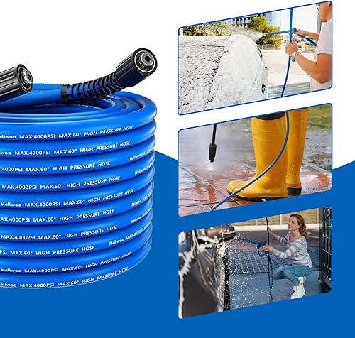 Miniatura 7 de Manguera flexible de lavadora a presión de 25 pies x 14 pulgadas  Resistente a las torceduras  Máximo 4000 PSI  Accesorios universales M22  Manguera