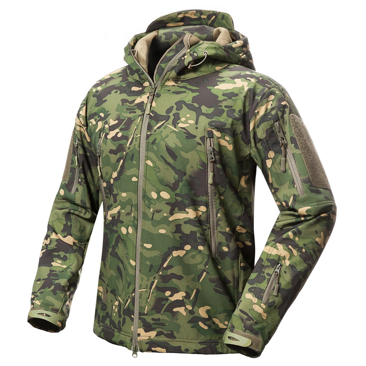 ReFire Gear Men's Soft Shell Military Tactical Jacket Outdoor Camouflage Hunting Fleece Hooded Coat