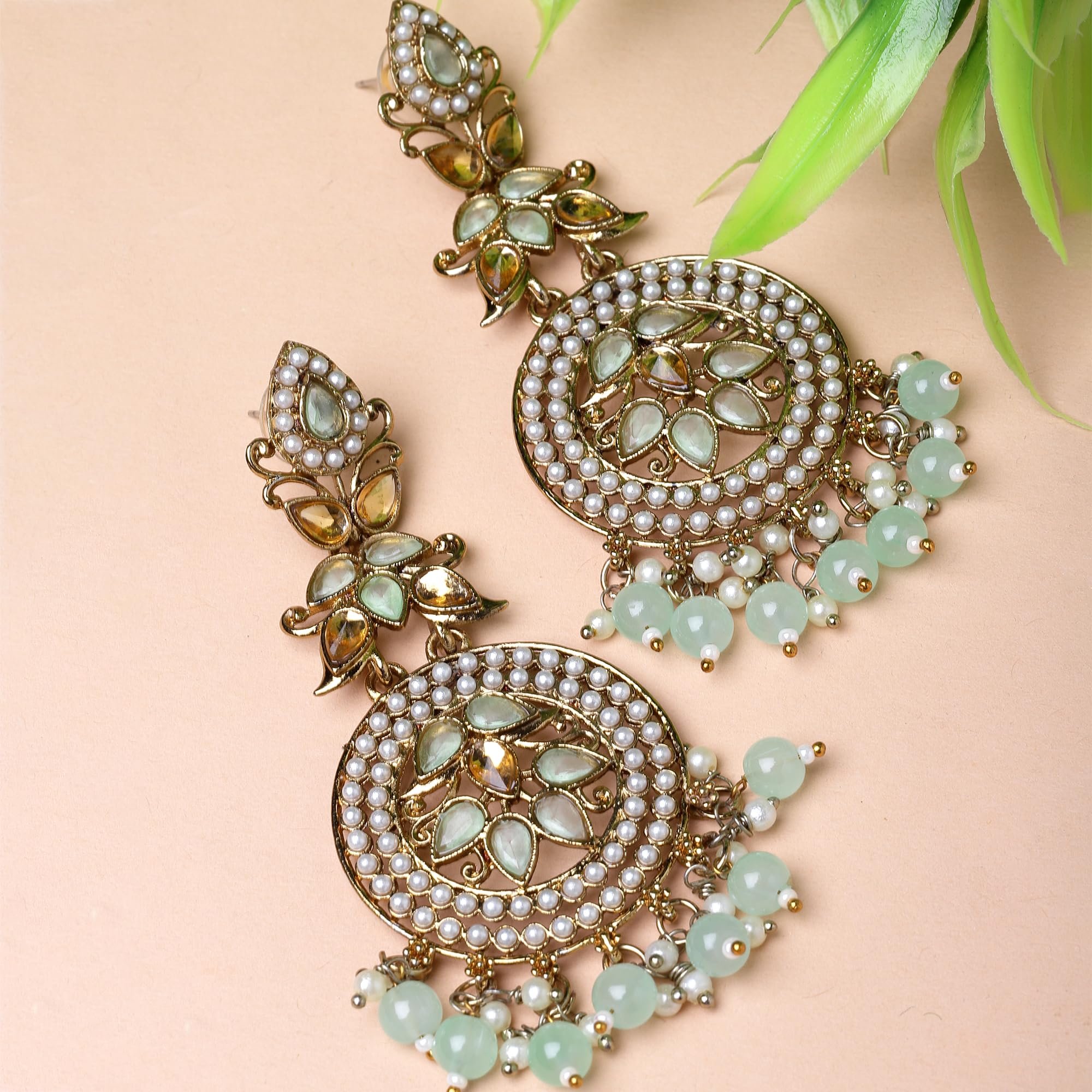 Gold-Plated Kundan Contemporary Jhumka Earrings