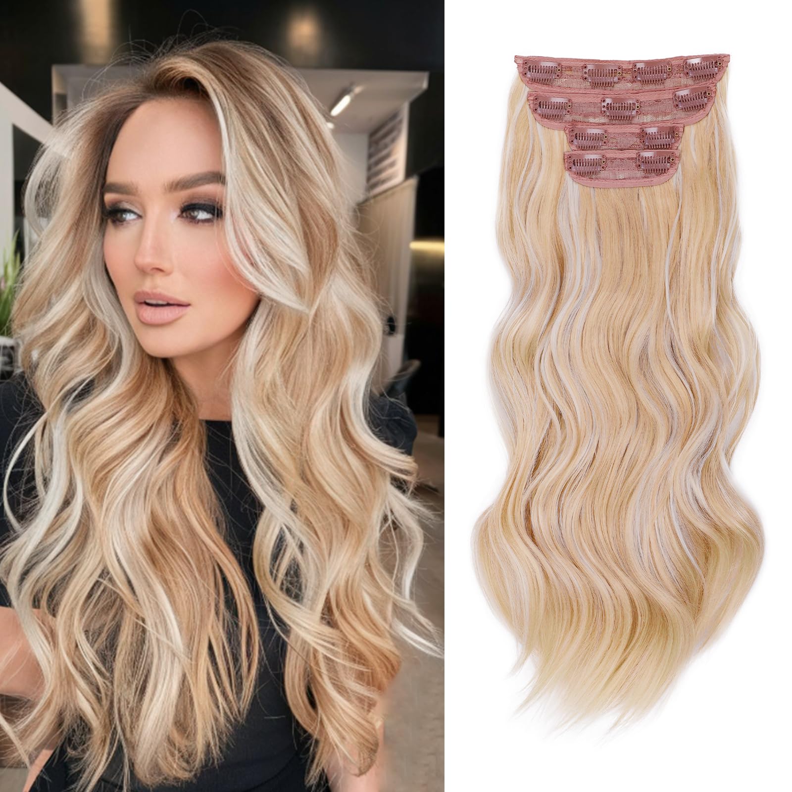 Amazon.com : Vigorous Clip in Hair Extensions 20Inch Beach  display picture 1