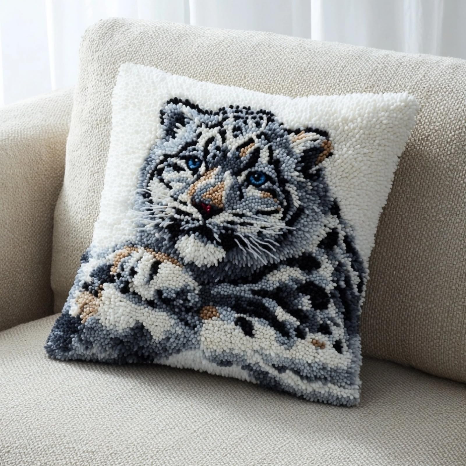 AxiangziK Latch Hook Kit for Adults 43x43cm,Snow Leopard