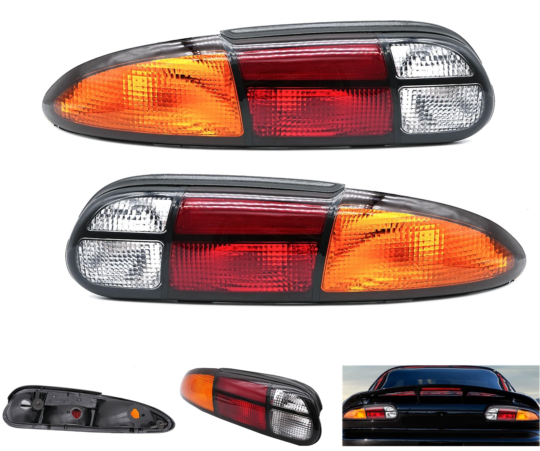Right+Left Side Rear Tail Brake Light Lamp Tail Light Replacement for Chevy Camaro 1993-2002 | Replace# 5976519, 5976520
