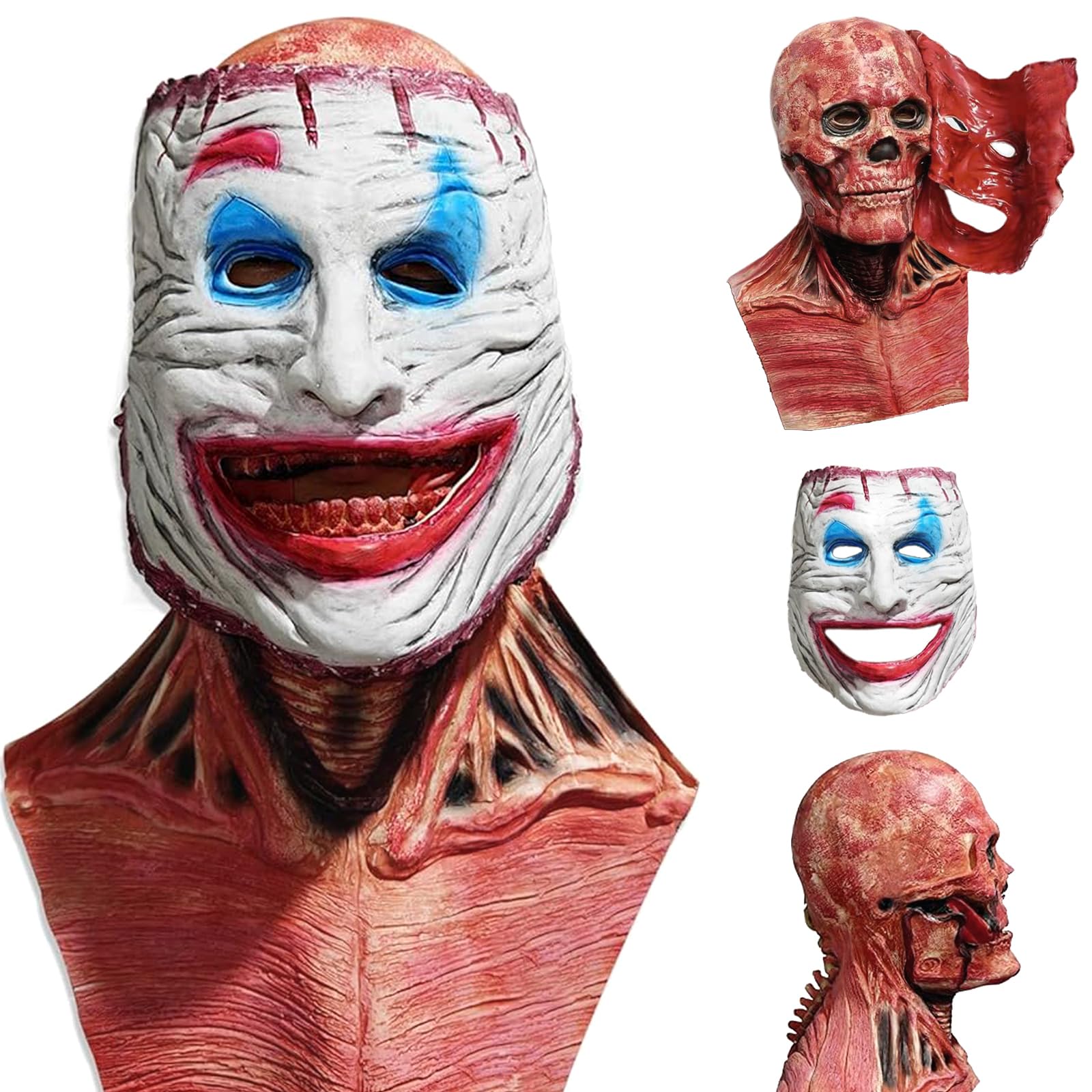 CHIKIXSON Doble Capa Magnética Terroríficas Máscaras de Halloween, Mascaras de Calavera y Máscaras de Payaso de Halloween, Realistas y Espeluznantes Mascaras de Látex para Adultos Hombres y Mujeres