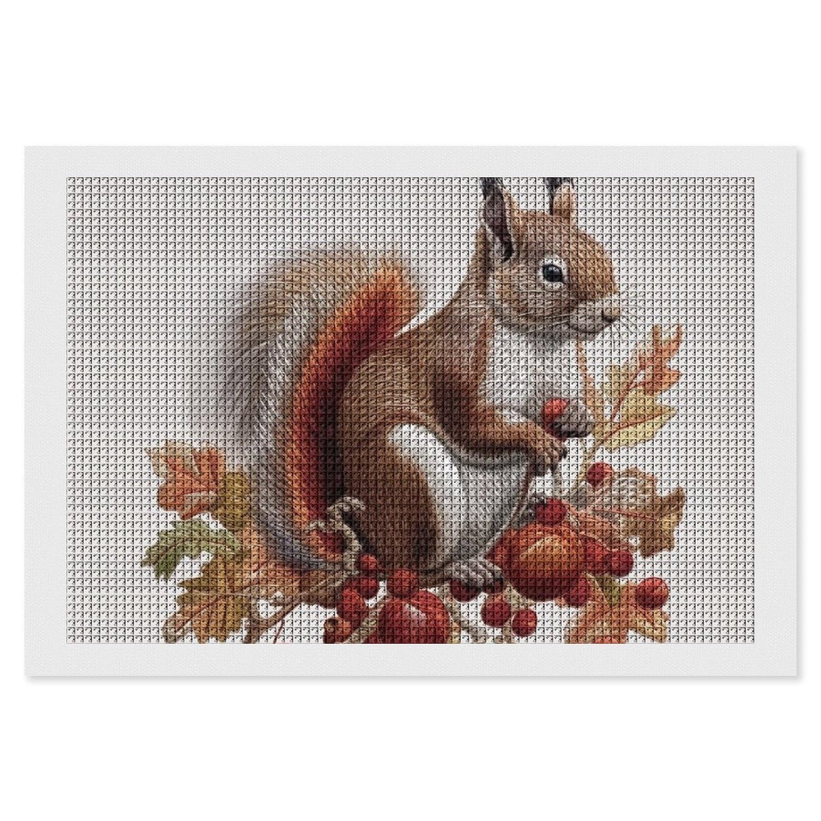 Leaves and Squirrel Diamond Art Kits for Adults, DIY 5D Diamonds Painting Kits for Beginner, Round Full Drill Diamond Dots Painting, 8"x12" Diamonds Pictures Gem Art and Crafts Wall Decor