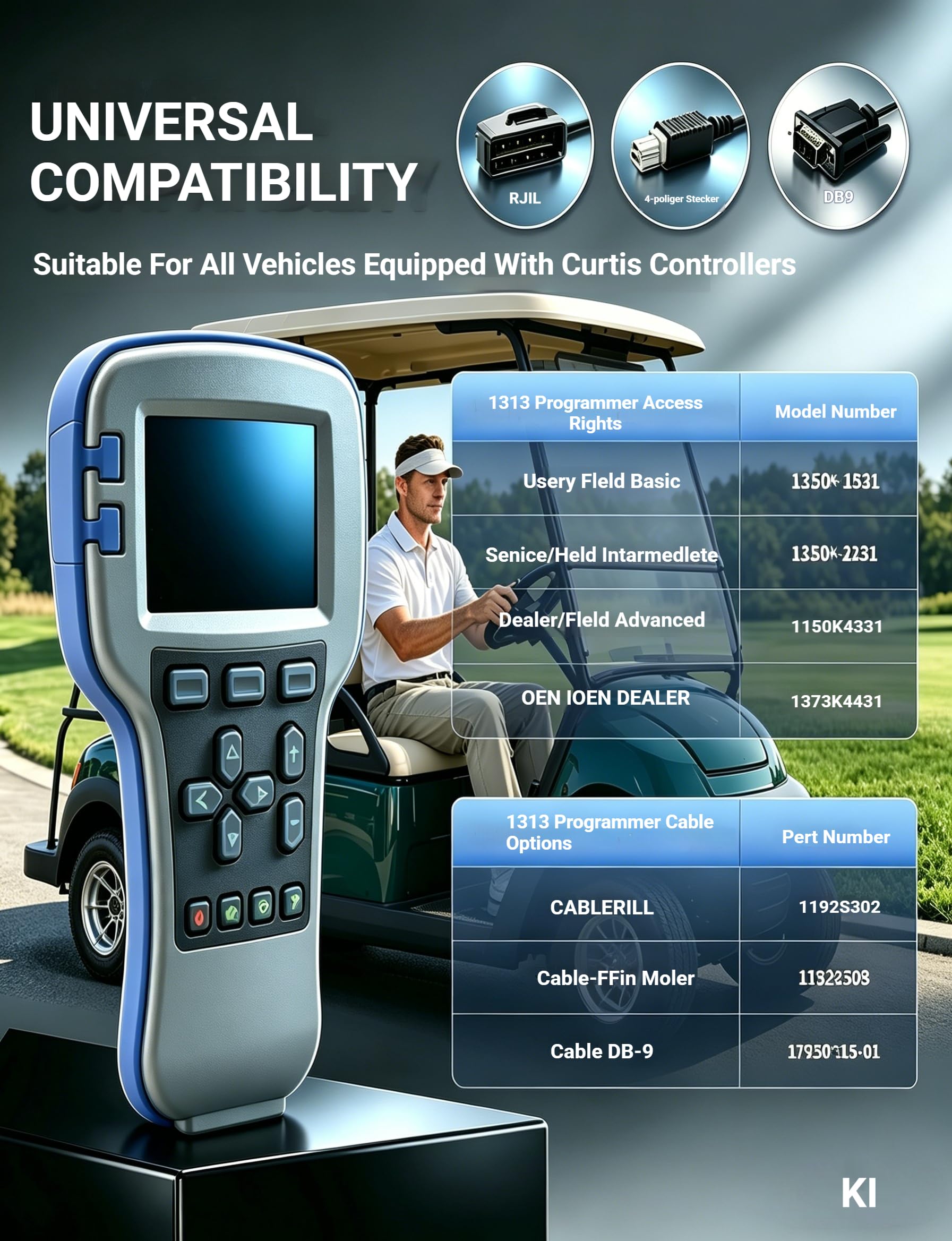 1313-4331 Programmatore palmare per controller Curtis - Strumento diagnostico a livello di rivenditore per carrelli elevatori, carrello da golf, EV - Impostare parametri, errori di lettura