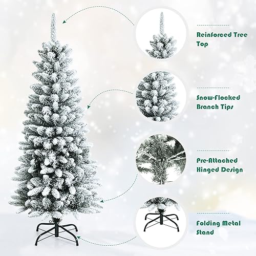 Miniatura 2 de BestComfort Árbol de Navidad flocado de nieve de 65 pies árbol de nieve con 829 puntas de rama polietileno y PVC de calidad soporte de metal