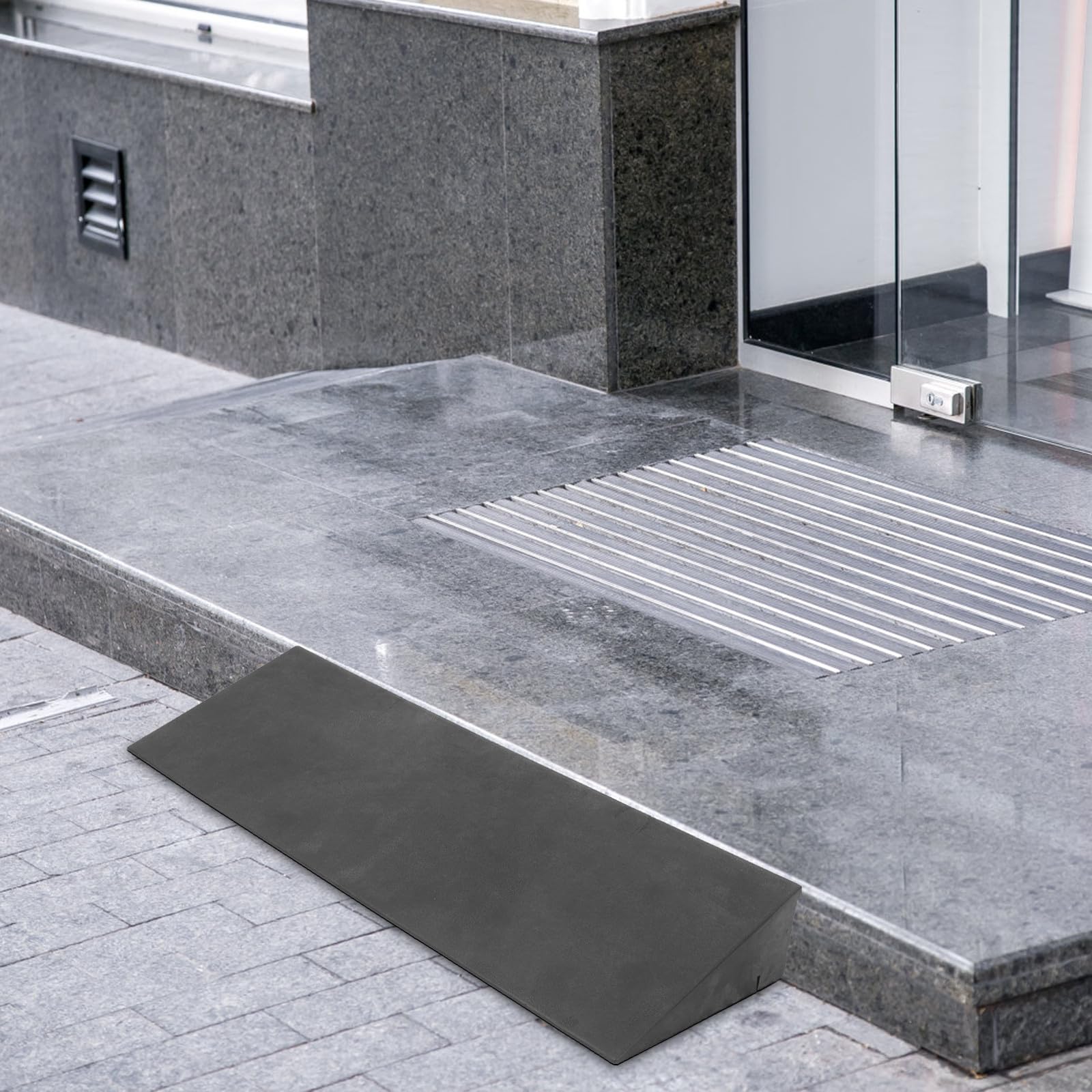 Rampa de Umbral de Puerta de Goma Negra para Escalones y Robots