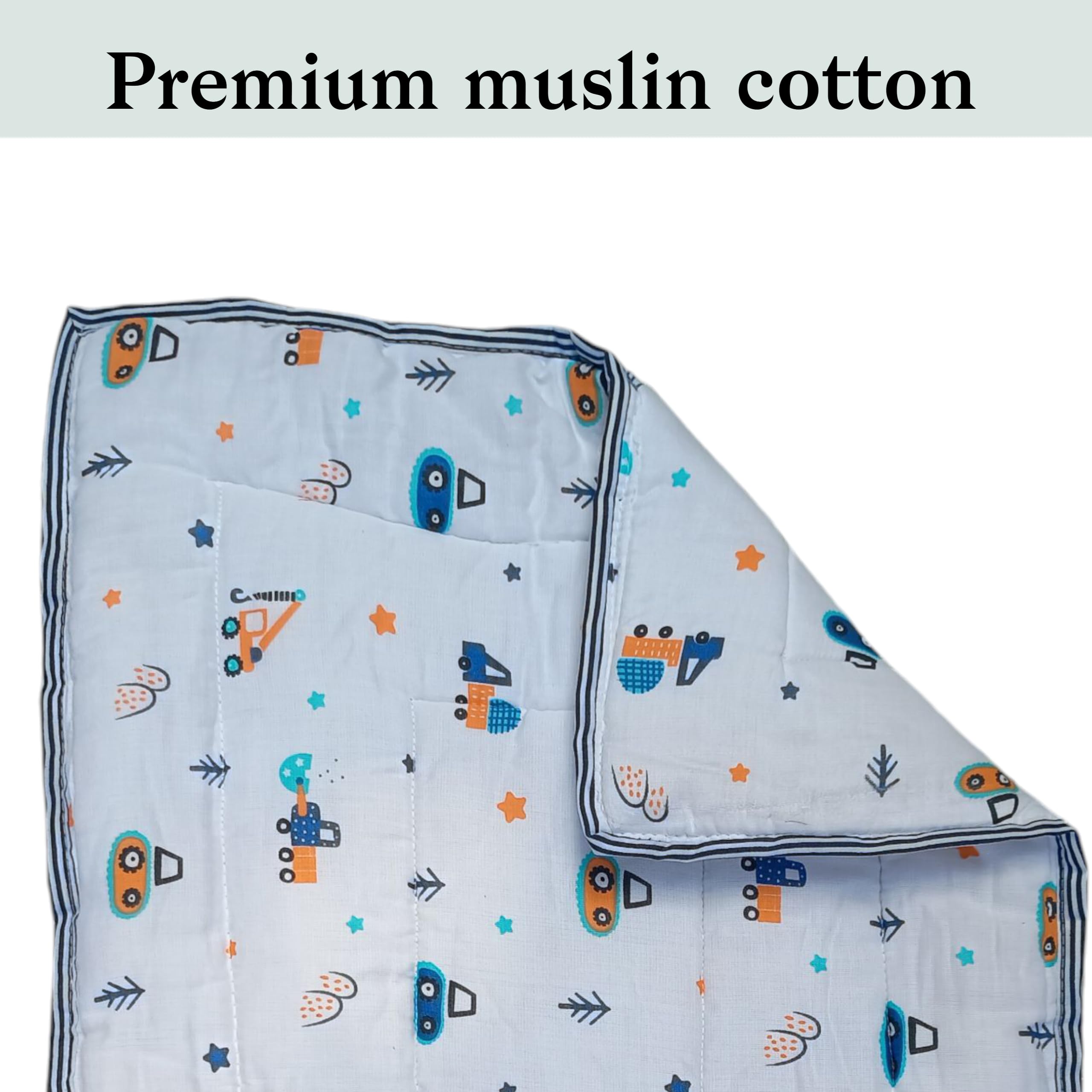 Fabrify New Born Baby Muslin Cotton Super Soft Mattress Bed Spread, Godadi, Quilt, Mattress, Baby Patter for Sleep | Bed 1 nos 2