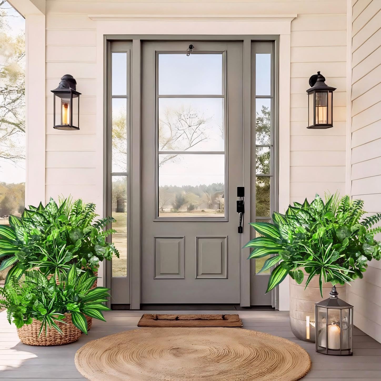 Waipfaru Artificial Plants Outdoor UV Resistant, Realistic Fake Plants Artificial Greenery, Large Bunches Faux Plants for Indoor Outdoor Porch Patio Garden Spring Summer Home Decor (Large 10pcs)