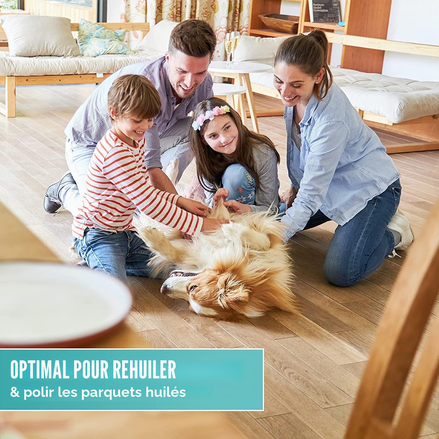 KÄHRS Satin Huile 1lt avec pad Support pro – Set Parquet nachölen main + 4 x wollpad de mouton