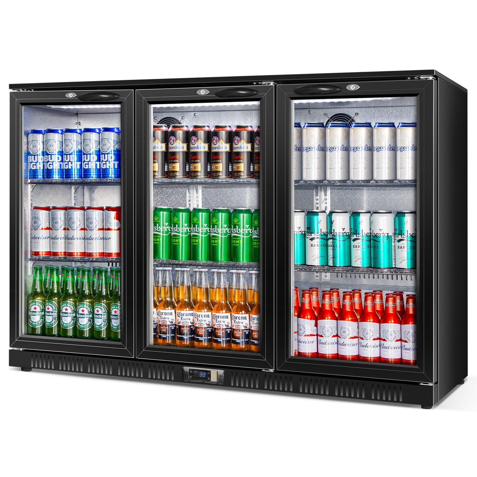 Velieta Beverage Refrigerator Drink Fridge, Back Bar Beer Fridge With 3 Glass Door, 35.5 In Height Beverage Cooler, Under Counter Refrigerator, Drink Cooler Undercounter Refrigerators, Outdoor Fridge