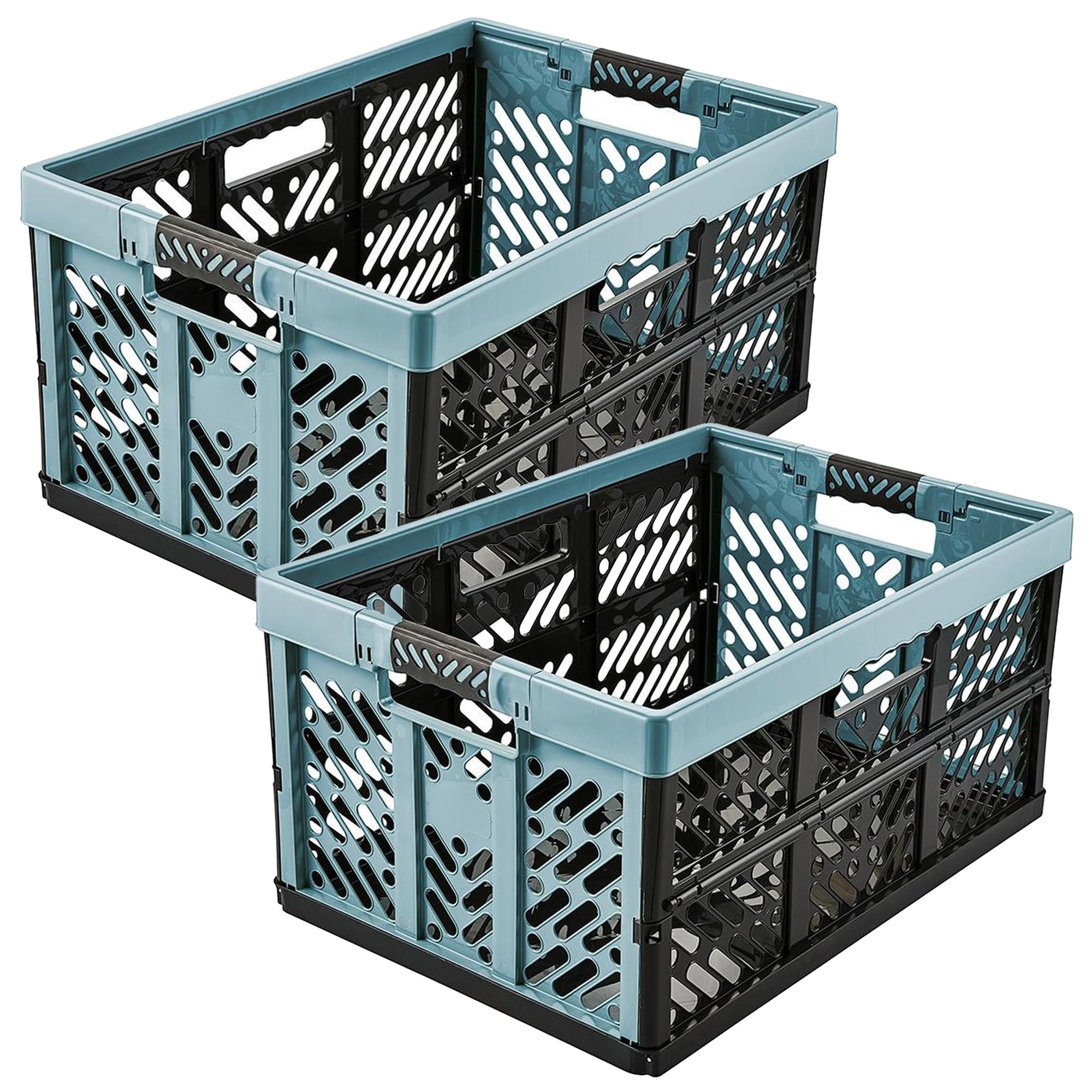 keeeper Pack of 2 Folding Box with Soft Handles, 54 x 37 x 28 cm, 45 L Each, Ben, Eco, Polypropylene, Blue/Black, 54 x 37 x 28 cm โ image 1