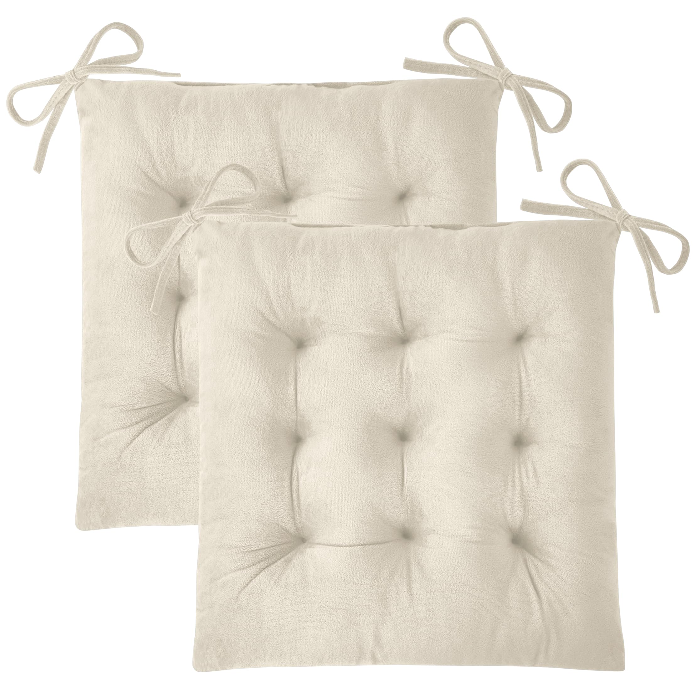 FlyGulls Seat Cushions for Dining Chairs Set of 2 39x39x6 cm (2, Cream)