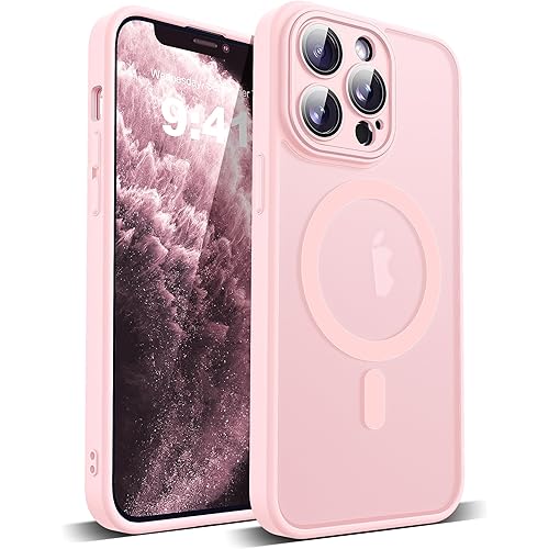 Compatible with iPhone 11 Pro Max Case Translucent Magnetic 11 Pro Max Phone Case 6.5" [Compatible with Mag-Safe][Great Grip Feeling][Full Camera Protection], Pink