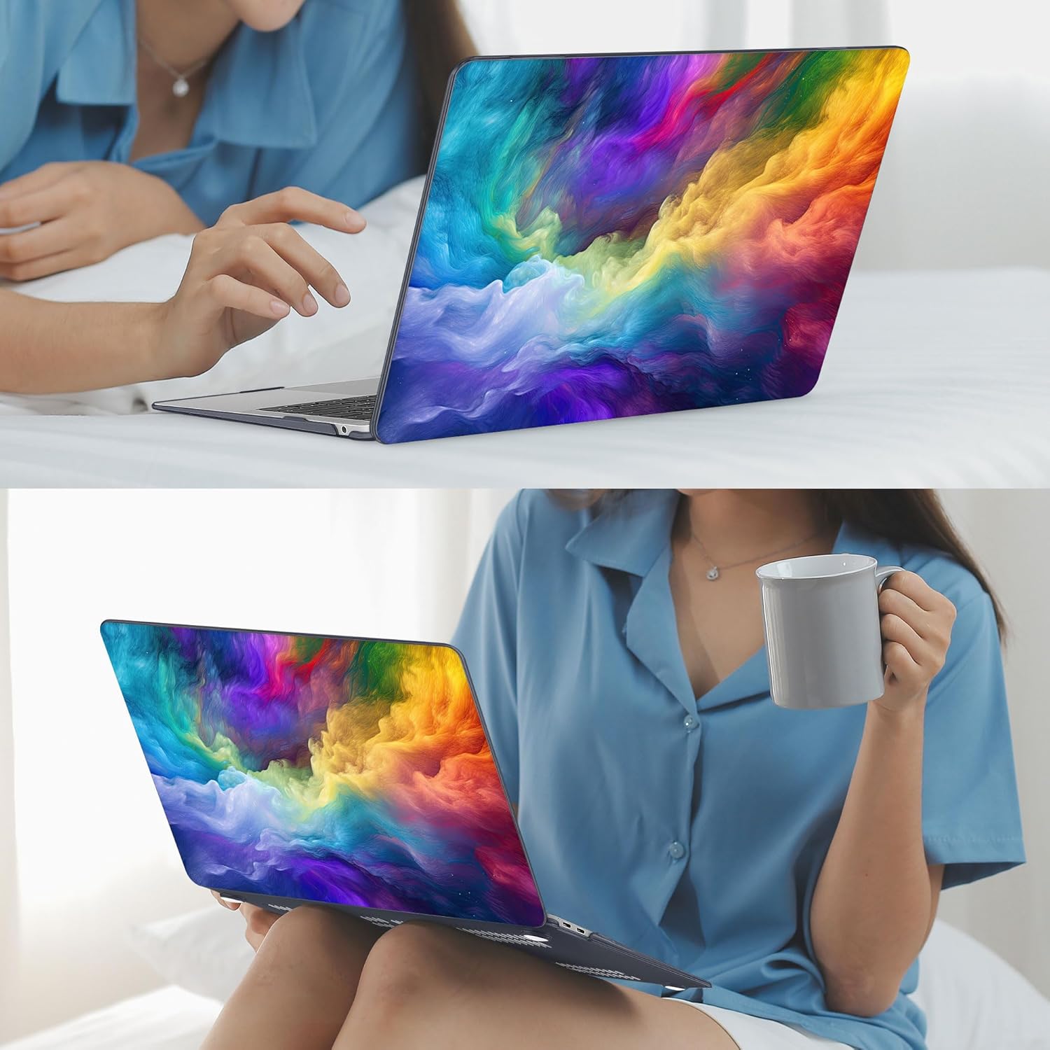 Mektron Case for MacBook Air 13 inch M1 A2337 A2179 A1932,Hard Cover 2018-2021 Air 13-inch with Touch ID, Exclusively Designed Protective Shell with Keyboard Skin+Screen Protector, Rainbow Cosmic - Image 7