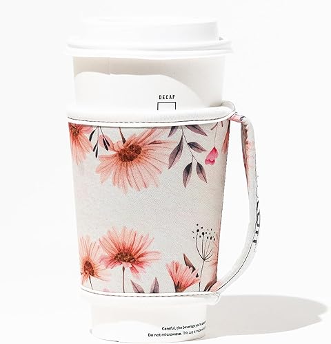 Miniatura 10 de GoCuff Funda aislante reutilizable para taza de café caliente y helado con asa para bebidas, refrescos, latte, té y neopreno (pequeño, 16 onzas,