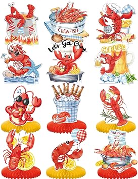 GRULLIN 12PCS Crawfish Seafood Boil Lobster Table Centerpieces, for Summer Southern BBQ Birthday Baby Shower Wedding Party Supplies