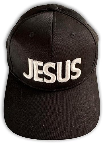 Vista 2 de BTC Universe LLC Jesus Gorra De Béisbol Snapback Estructurada Negro Con Bordado 3D Blanco, Negro