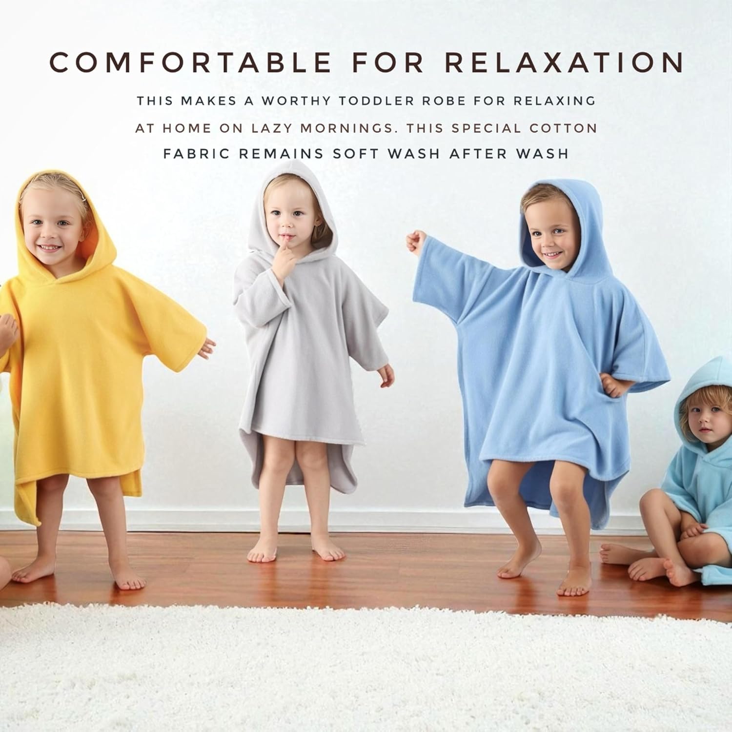 Hooded Poncho Towel 2-3T - 100% Organic Cotton, Absorbent & Lightweight for Toddler Boy & Girl, Bath, Pool & Beach (Dark Blue, 2-3T) - Image 2