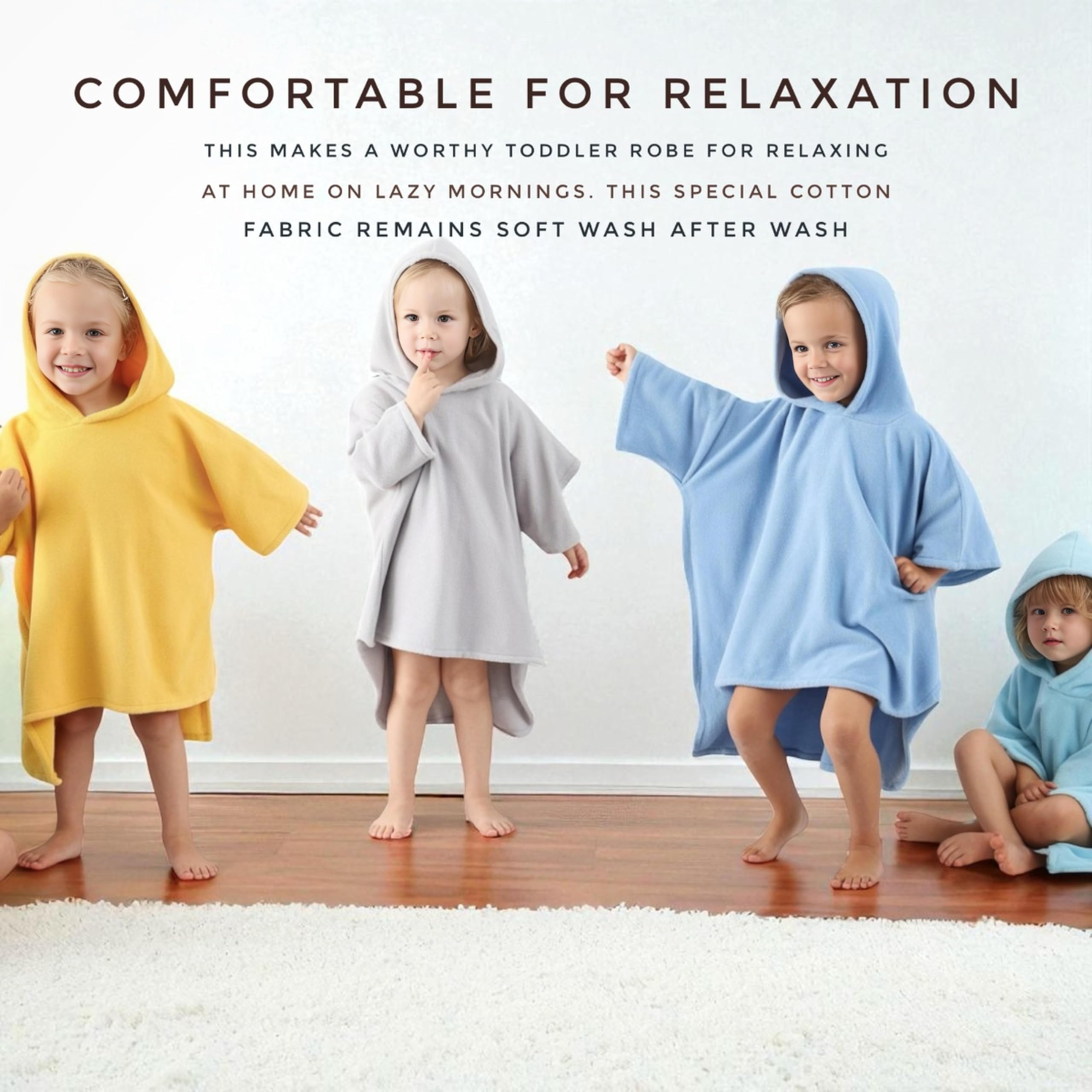 Toalla poncho con capucha para niños y niñas, 100% algodón orgánico suave, absorbente, transpirable, ligera Ideal para baño, piscina, playa 2-3T (azul, 2-3T)
