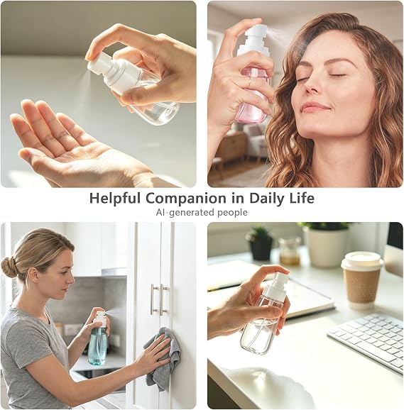 3pack Small Spray Bottle, 2.7oz Mini Spray Bottles, Empty Travel Spray Bottle, Fine Mist Plastic Spray Bottles with 9pcs Labels (Clear+Green+Pink)
