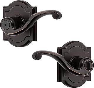 Baldwin Madrina, Interior Privacy Door Handle Reversible Lever for Bedroom/Bathroom, Keyless Door Lock, in Venetian Bronze
