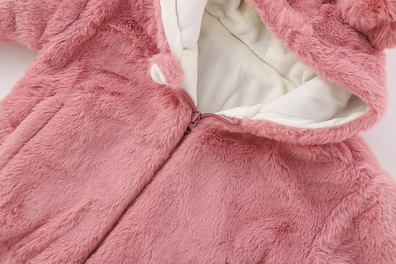AIWUHE Toddler Fleece Jacket Winter Coat Boys Girls Hooded Fleece Warm Outwear 3D Ear Padded Zipper Jacket With Pockets 1-6Y
