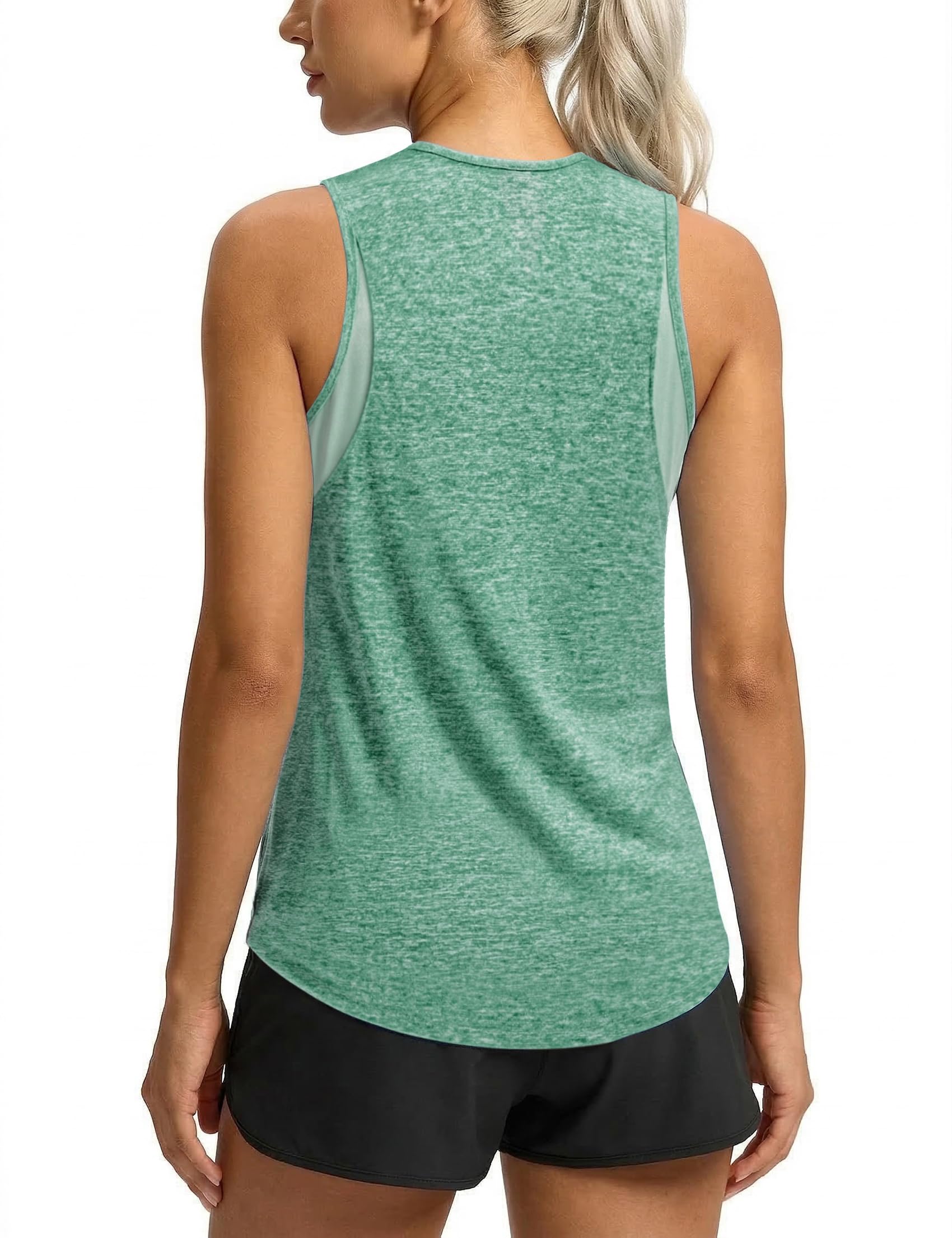 Wayleb Sport Top Damen Rundhals Ärmellos Atmungsaktiv Leicht Tanktop Basic Oberteil mit Unterarm-Mesh oder Seitenschlitz für Yoga Fitness Running Shirts