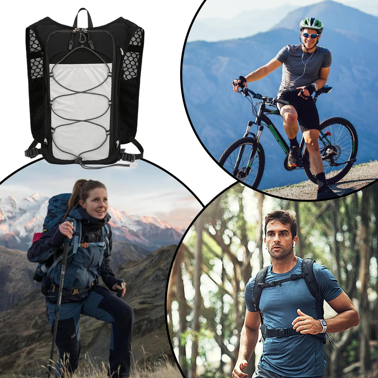 Sac à dos d'eau pour la course, sac à dos à courir | MARATHONERER RACKE WATER DAYPACK - Pack multi-fonctions réfléchissantes pour randonnée des sentiers de randonnée des marathons de course à cyclisme