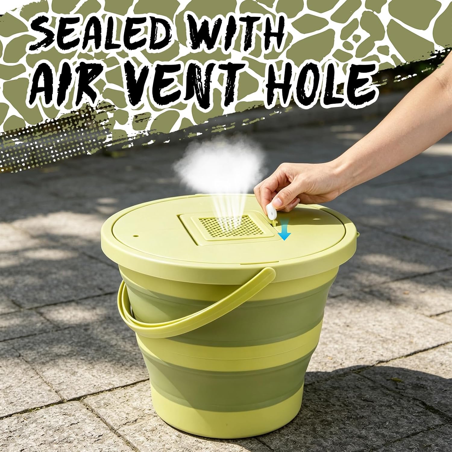 Snake Bucket 15L /4.Gal–Collapsible Container with Vented Seal Lid | 15L/4.0Gal Snake Catcher Bucket with Vented Seal Lid Allows Airflow For Reptiles.For Outdoor Use