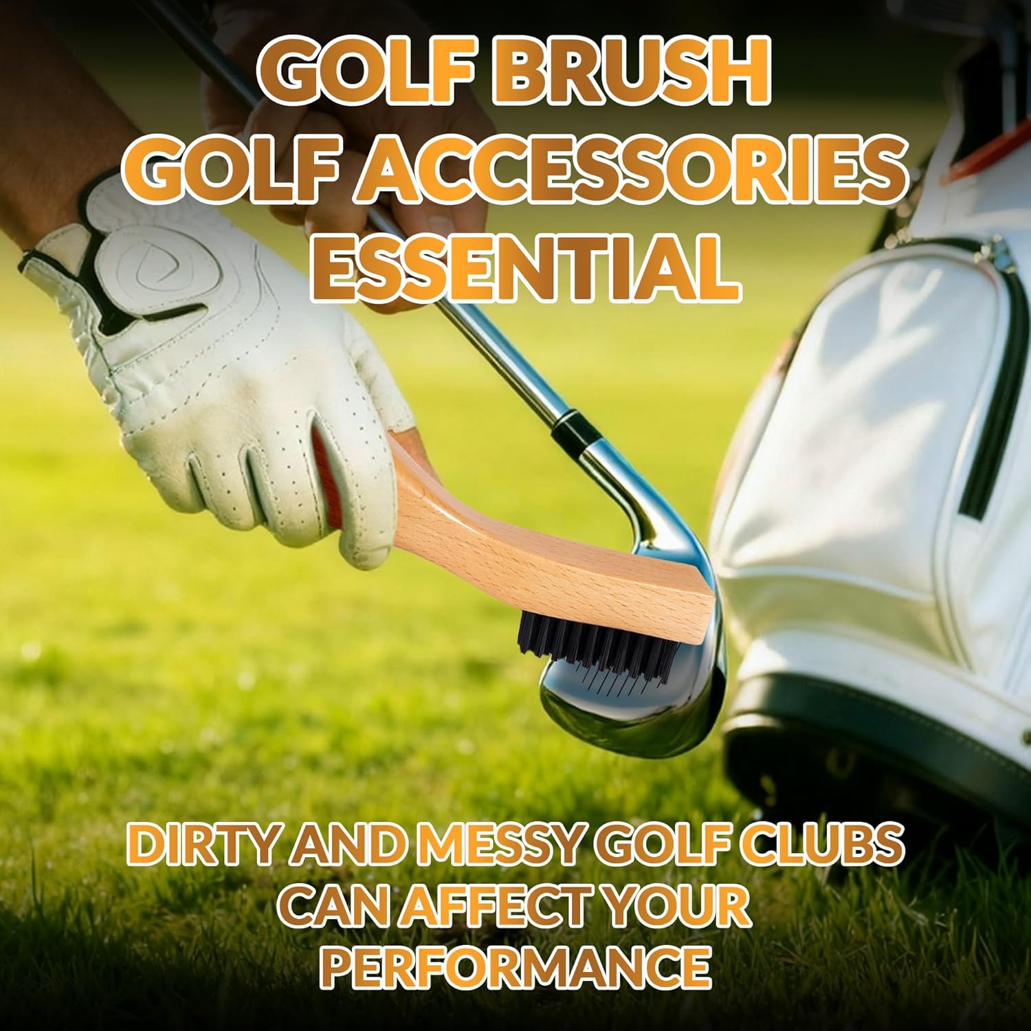 Belongtous Golf Clubs Scrub Cleaning Brush: Golf Accessories for Men Women Golfers - Nylon Bristle Beech Wood Brush Groove Cleaner with Nylon Rope & Hooks - Image 3