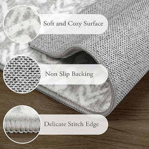 Miniatura 5 de Lahome Alfombra marroquí de granja, lavable de 2 x 4 pulgadas, parte trasera de goma antideslizante, alfombra de noche de cocina, alfombra rústica