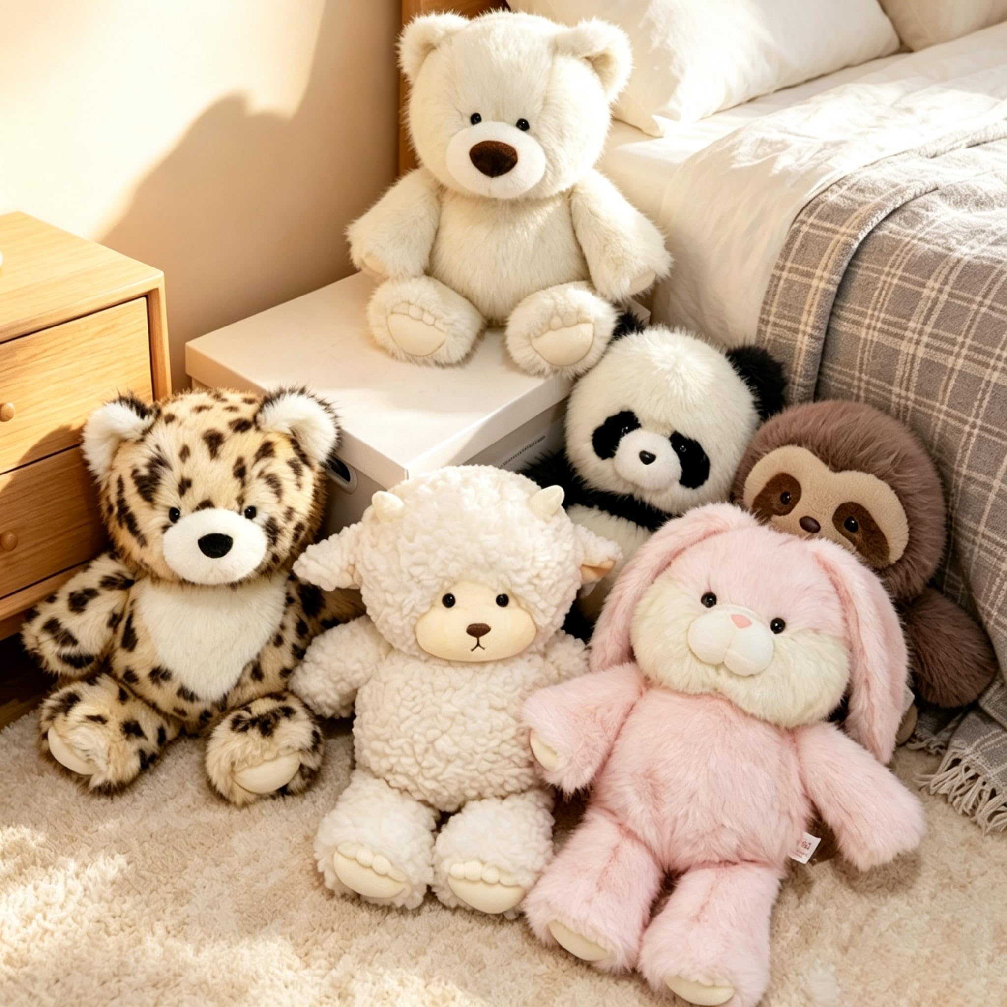 Panda Kuscheltier, 50cm Plüschtier Faultier Kaninchen Leopard,Niedlich Lamm Stofftier,Weiche und Bequeme Plüschtiere,Stress Abbauen,Geburtstagsgeschenke für Jungen und Mädchen (Bär)