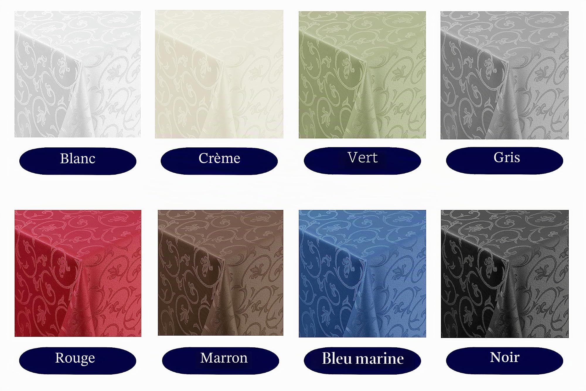 Nappe damassée infroissable style baroque, modèle jacquard, nombreuses tailles & couleurs !, Polyester, Bleu foncé, Rund 220cm