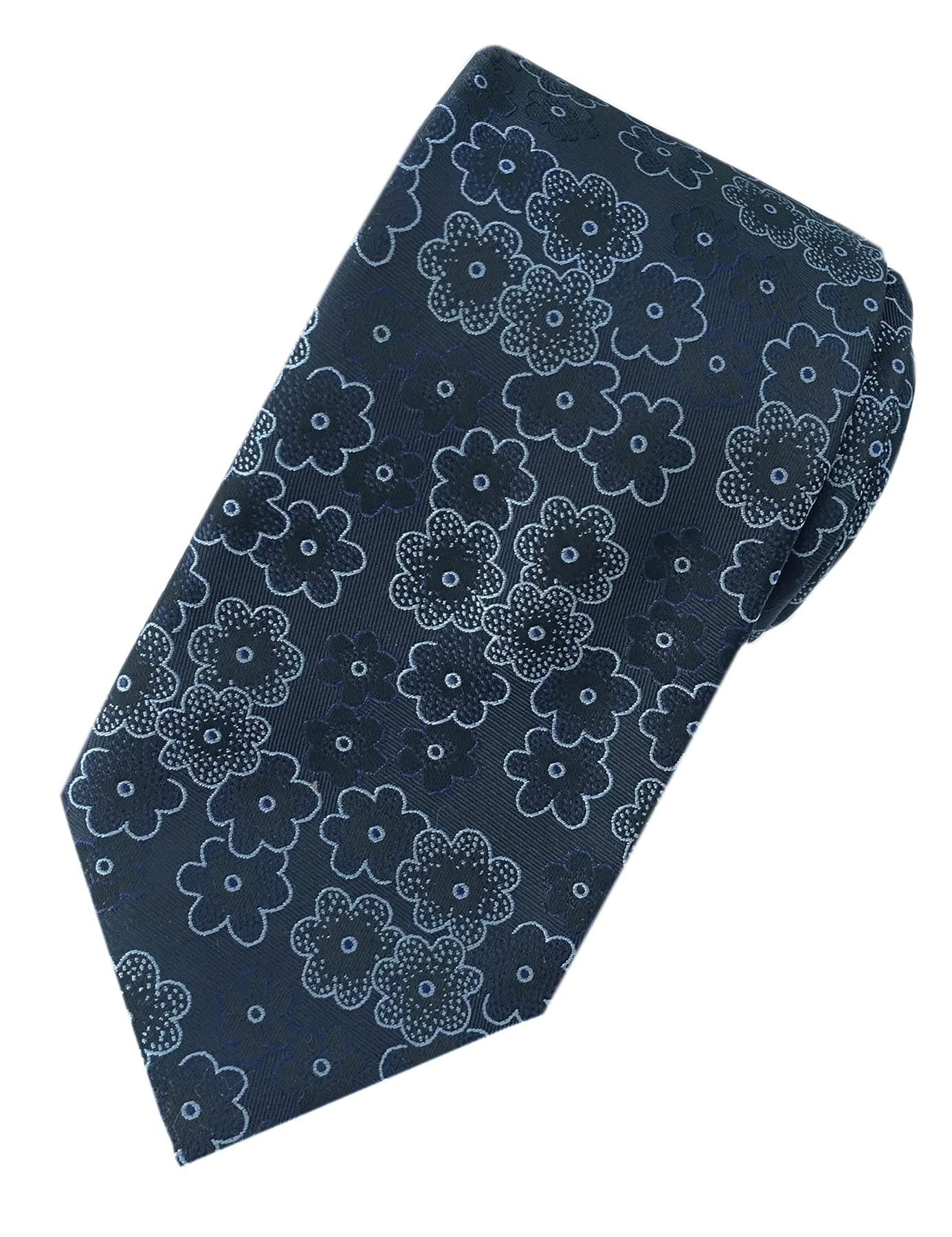 Towergem Extra Long Men's Tie Woven Jacquard Blue Florals Necktie XL 63"
