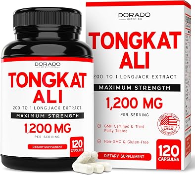 Tongkat Ali For Men 1200mg 200 to 1 Extract - 120 Capsules - Longjack Supplement - Premium Tonkat-Ali Supplement - Support Strength, Drive, Athletic Performance & Muscle Mass - Gluten Free & Non-GMO