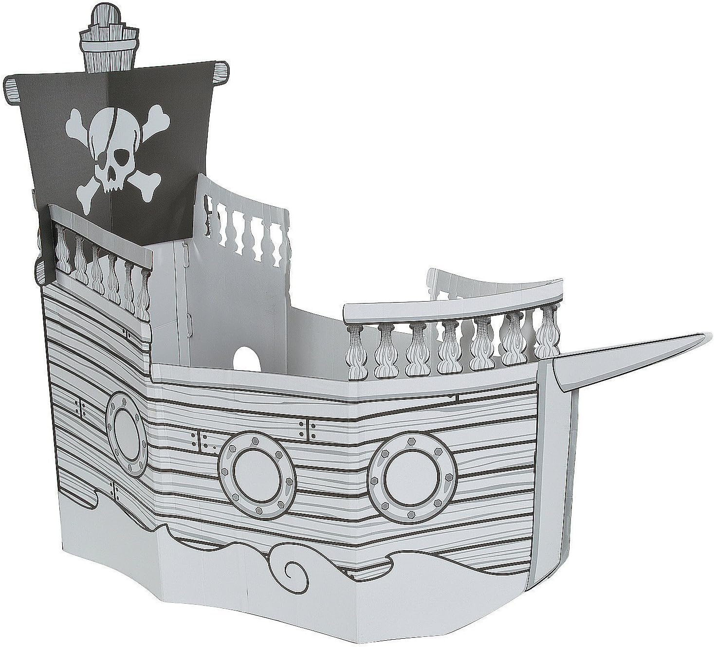 Fun Express Color Your Own Pirate Ship Playhouse - 25"x30.5"x35" | Cardboard | Pack of 1