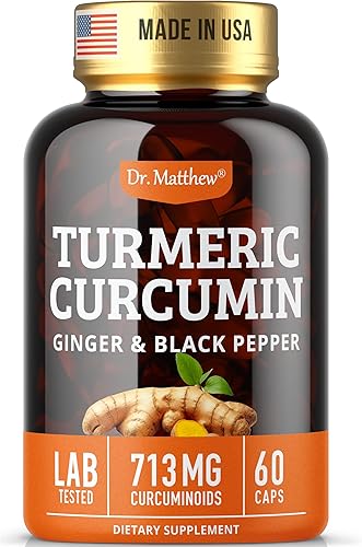 Miniatura 1 de La mejor curcumina de cúrcuma con pimienta negra BioPerine y jengibre. 15 veces de alta potencia con 95% de curcuminoides. Apoyo articular, polvo