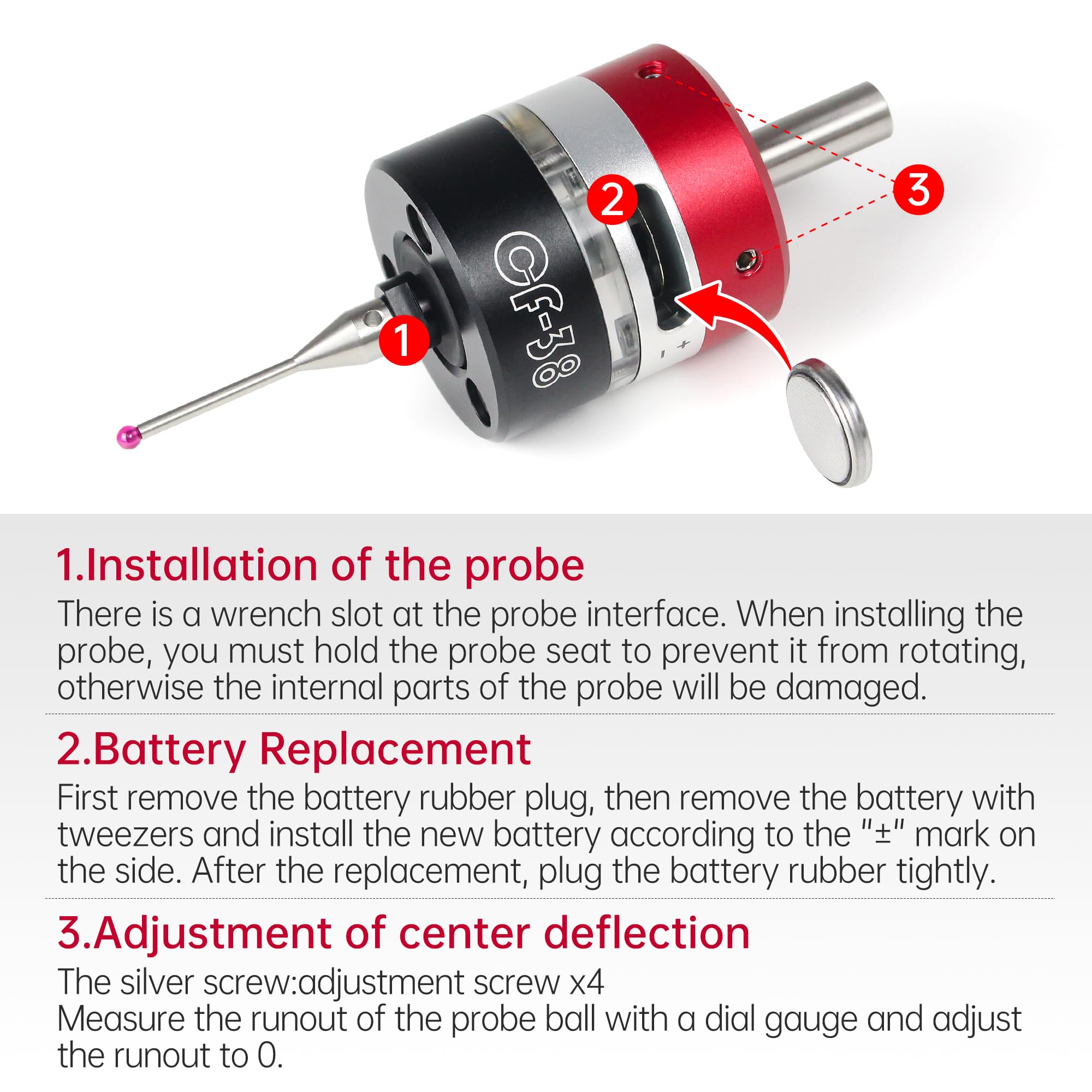 RATTMMOTOR UPDATE CF-38 Interrupteur de mesure CNC 3D pour fraiseuses CNC Précision plus précise