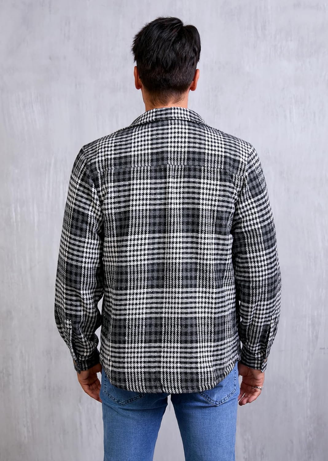 Men's Cotton Sherpa Lined Button Down Flannel Shirt Jacket Plaid Soft Outdoor Flannel Jacket Shirt - Image 5