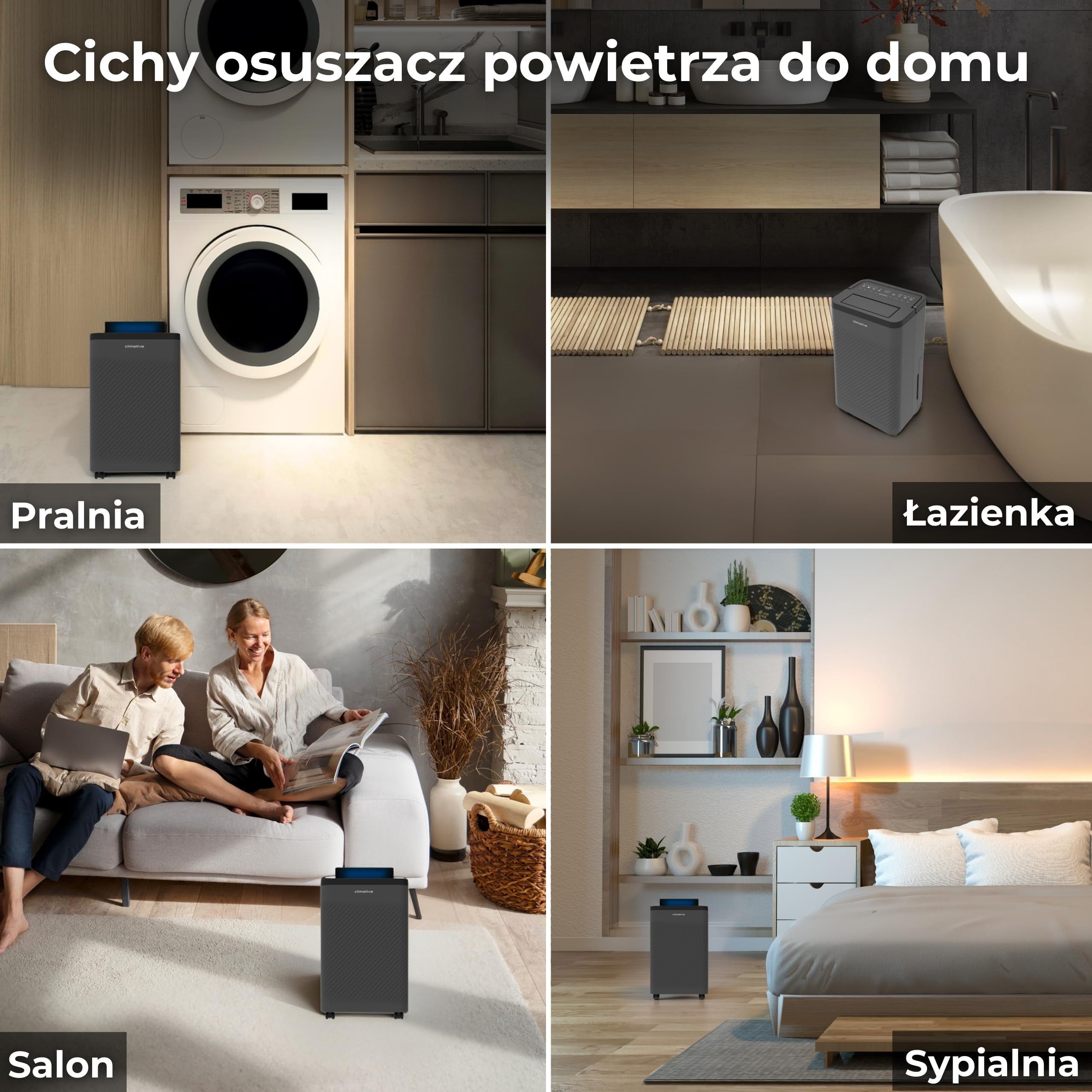 elektryczny osuszacz powietrza 12 l/24 h z filtrem HEPA i węglowym, WiFi Smart Home, oczyszczacz powietrza Nexi ION UV, osuszacz powietrza do domu, mieszkania, łazienki i salonu do 20 m²