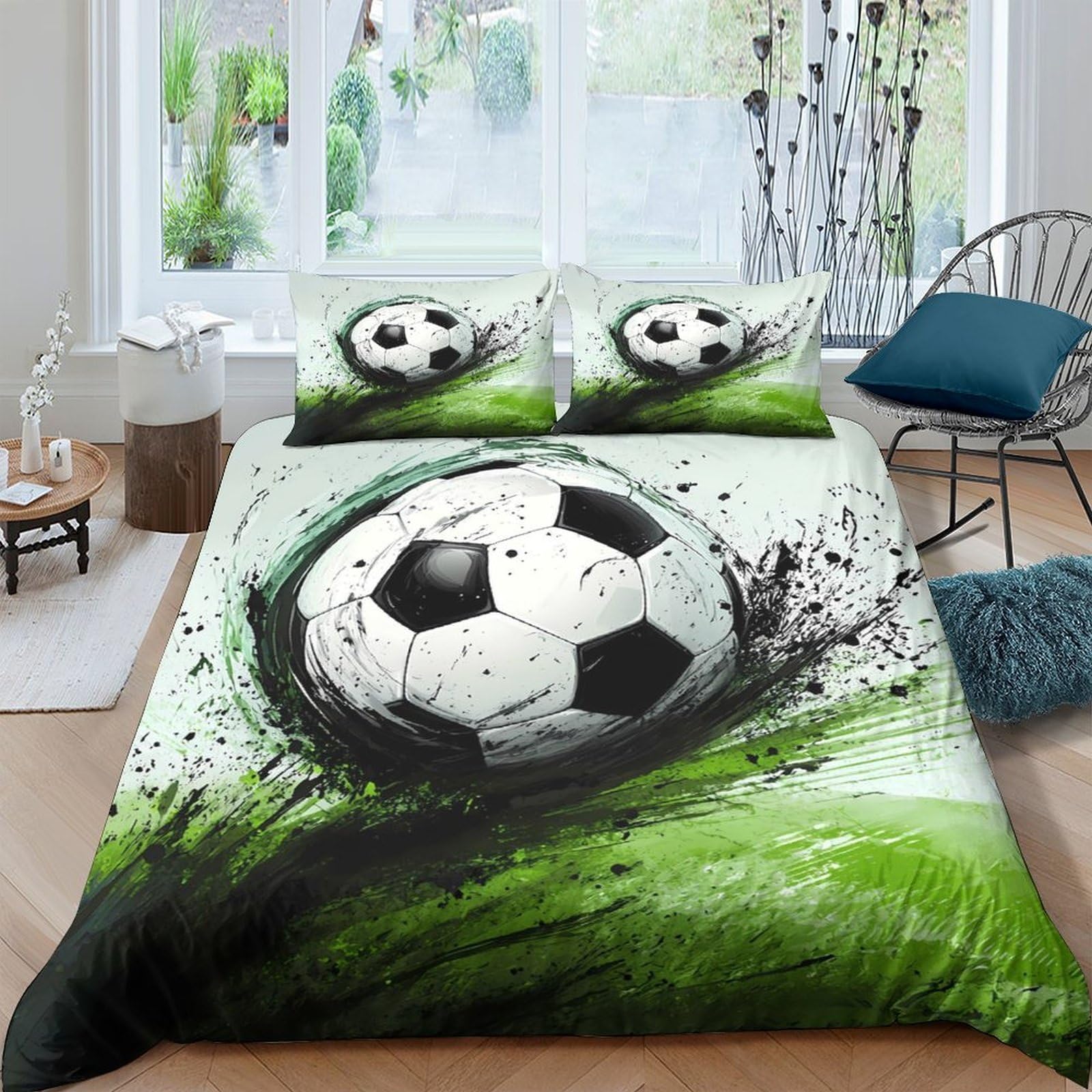 Ctjqhvkz Style-5 3D Printed Soccer Field Fitted Sheet Microfiber Green Football Mattress Cover For Bedroom Guest Room Home Decor Single（135X200cm）
