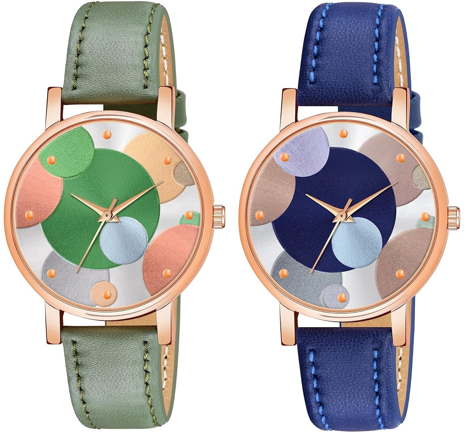 JMH ENTERPRISE Analogue Wrist Watch for Girls and Womans (Multi Color Dial and Multicolored Lather Strap) Combo of 2 (Blue-Green) (B0CVDRSFZ5) Amazon Price History, Amazon Price Tracker