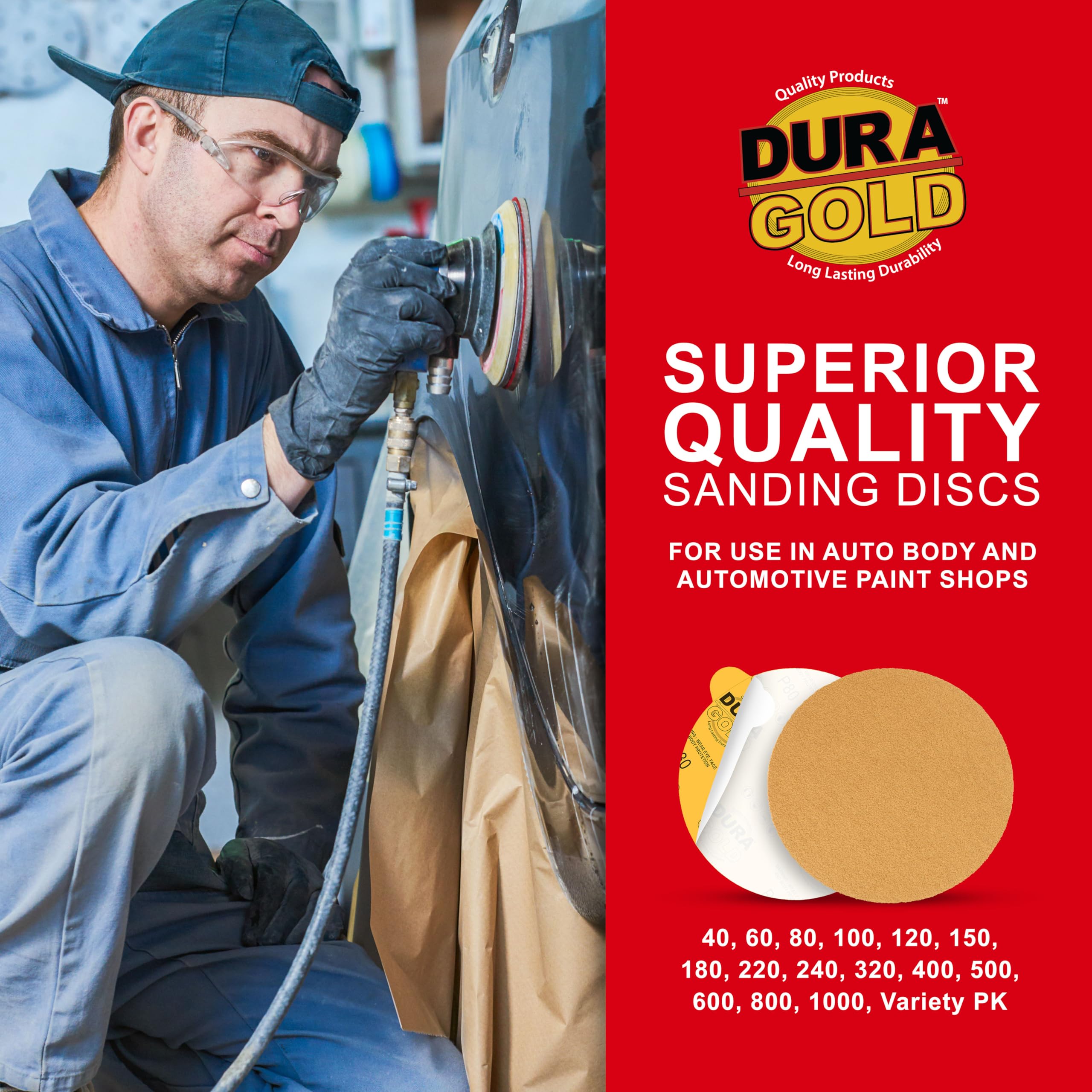 Dura-Gold 6" Gold PSA Sanding Discs - 80 Grit (50 Pack) -5