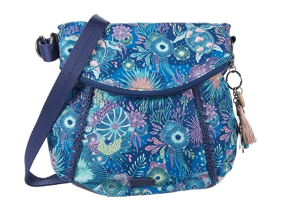 The Sak Artist Circle Foldover Crossbody (Royal Blue Seascape) Cross Body Handbags INTERNATIONAL SHIPPING