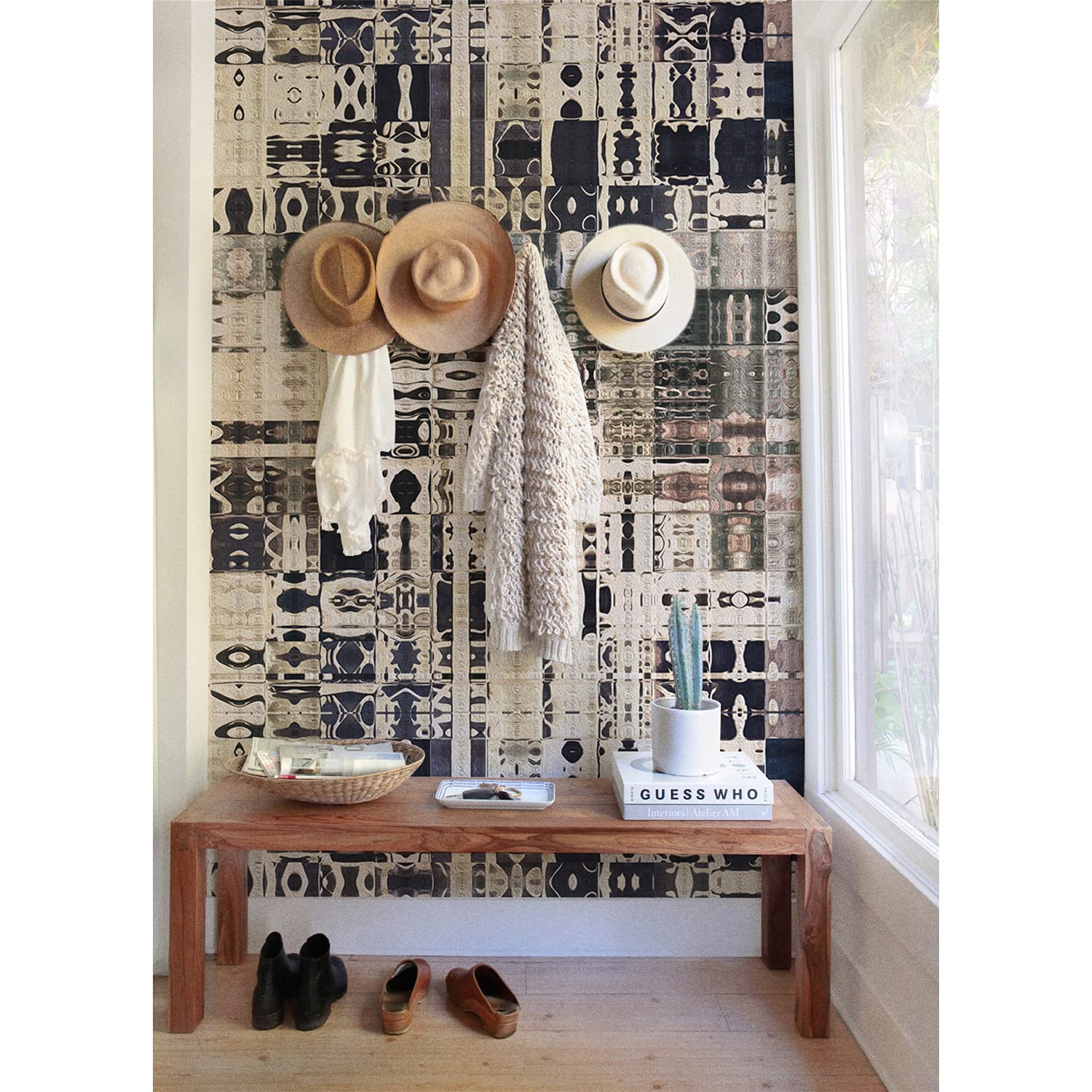 Papier peint meuble et mur Aztec Mosaic rénover sans colle stickers muraux magiques