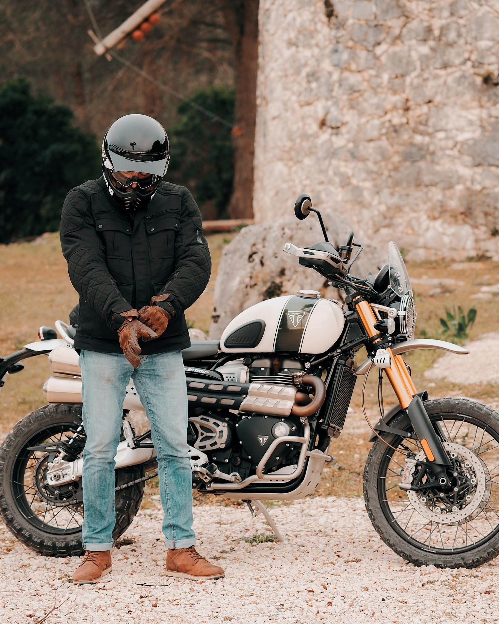IRON JIA'S Motorradjacke Herren alle Jahreszeiten mit CE-Panzerung, herausnehmbarem Futter Vintage-Schutzausrüstung für lässiges Motorradfahren Schwarz