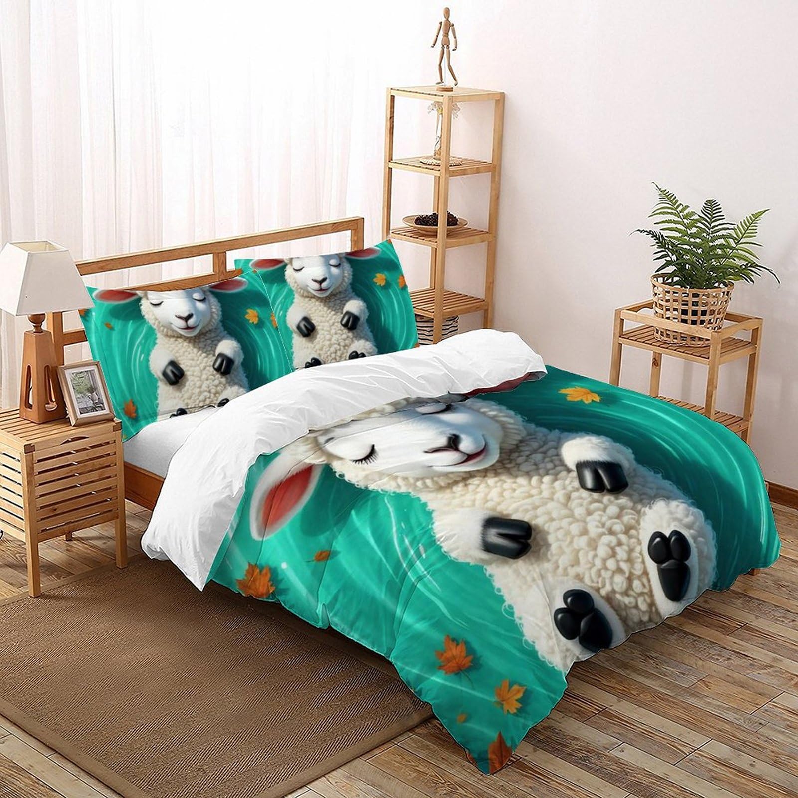Housse de couette super king petit mouton en microfibre animée 260x220